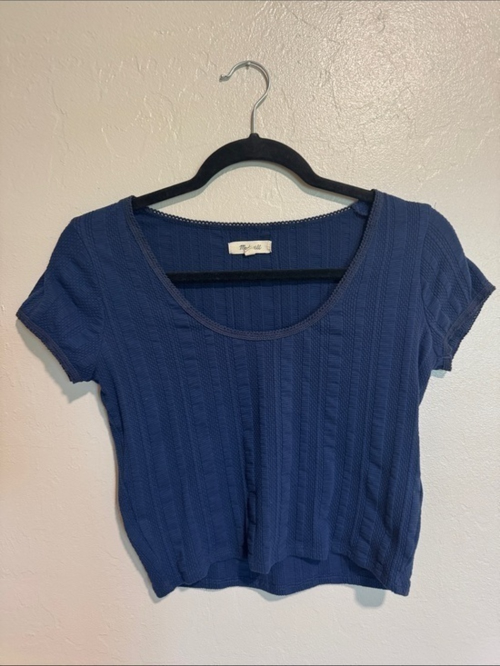 Madewell Navy Ribbed Scoop Neck Crop Top XS